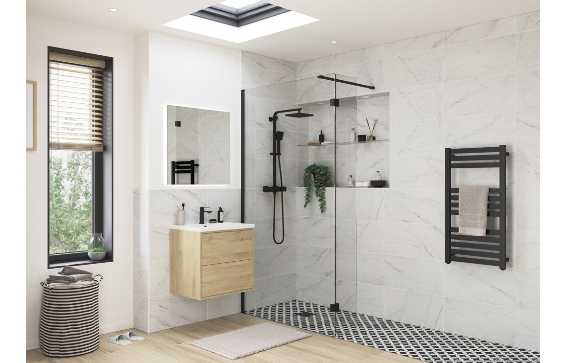 Wetroom Panel & Support Bar - Black