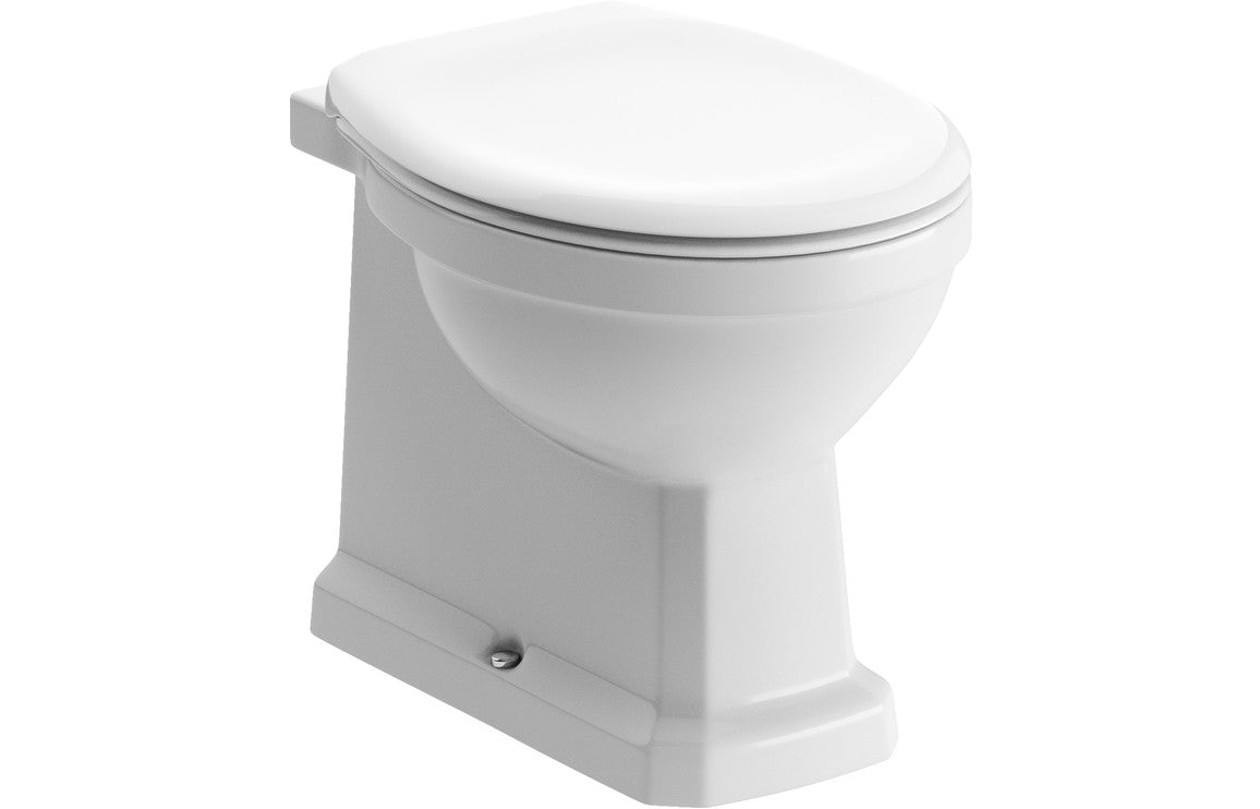 Traditional back to wall toilet and standard seat