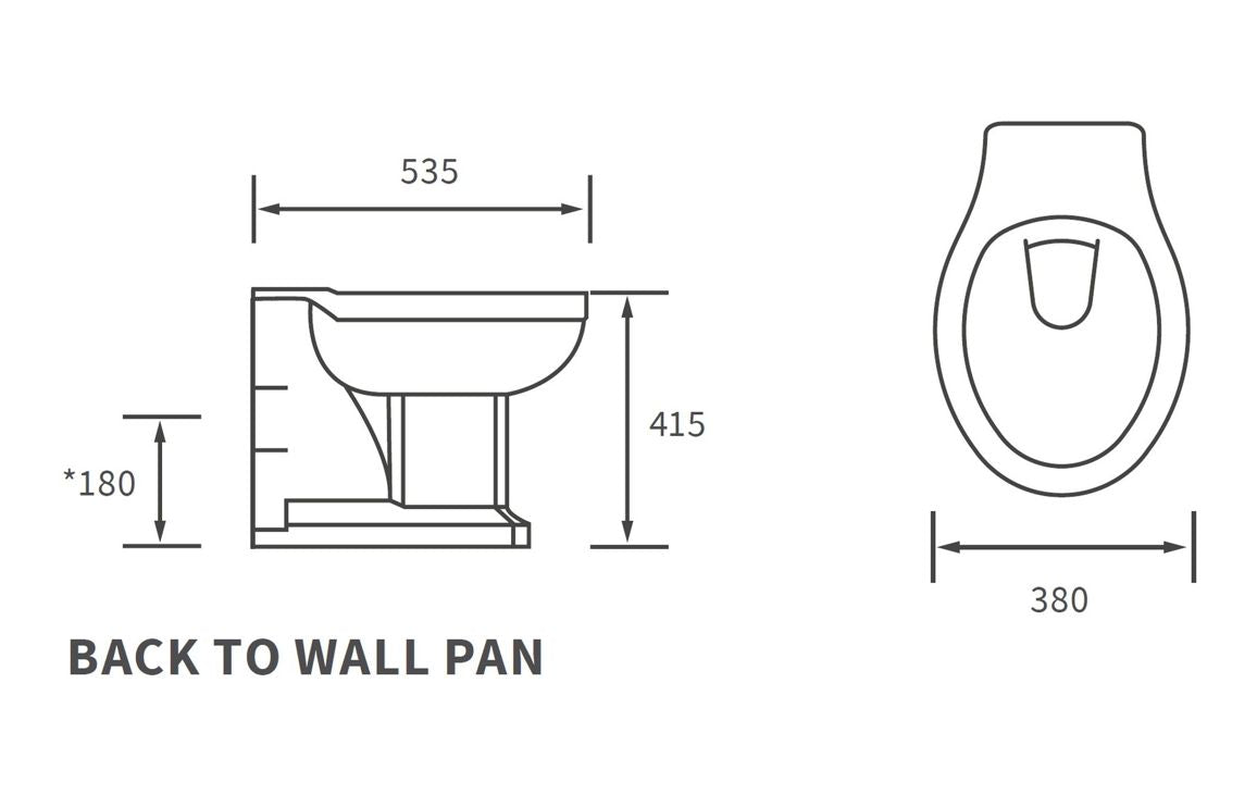 Traditional back to wall toilet and standard seat